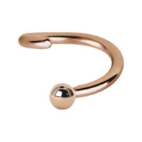 Ruusuinen kultainen lävistysrengas 1,0 mm paksuus Ruusuinen kultainen Continuous Ball Closure -rengas kirurginteräksestä pallolukolla valkoisella taustalla