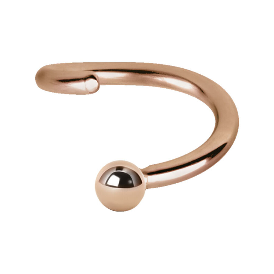 Ruusuinen kultainen lävistysrengas 1,0 mm paksuus Ruusuinen kultainen Continuous Ball Closure -rengas kirurginteräksestä pallolukolla valkoisella taustalla