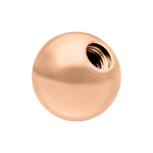Ruusuinen kultainen titaanikierrekuula, jonka kuulan koko on 3,0 mm ja kierrehalkaisija 1,2 mm, valkoisella taustalla