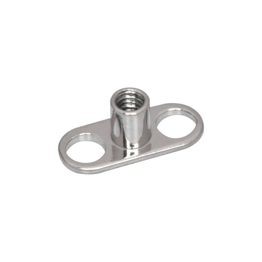 Titan Highline® hopeinen 2mm välikappale Hopeinen titaanivälikappale, jossa on kaksi reikää valkoisella taustalla