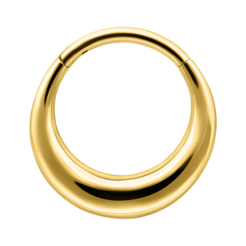 Kultainen Chunky Septum Clicker kirurginteräksestä, 10,0 mm sisähalkaisija, valkoisella taustalla