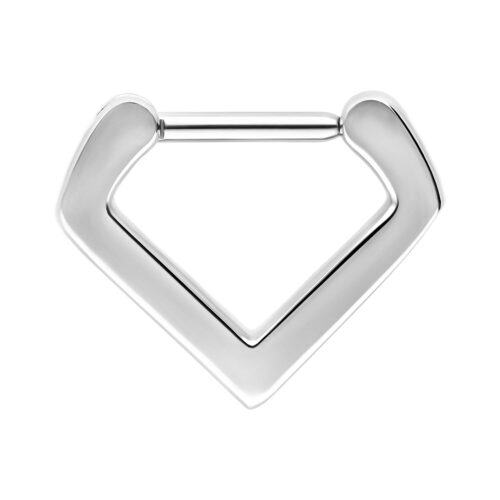 Hopeinen Triangle Septum Clicker, 1,2 mm paksuus valkoisella taustalla