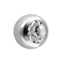 Hiottu kristallipallo 2,5 mm hopeassa Hopeinen 2,5 mm pallo, jossa kirkas hiottu kristalli valkoisella taustalla