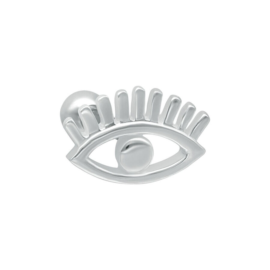 Hopeinen Inner Eye korva Barbell lävistys Hopeinen korva barbell lävistys silmän muodossa valkoisella taustalla