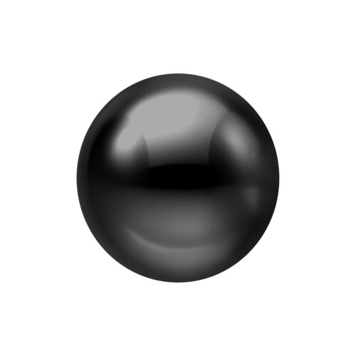 Musta titaanipallo Push Fit Labreteille, koko 2,5 mm, valkoisella taustalla