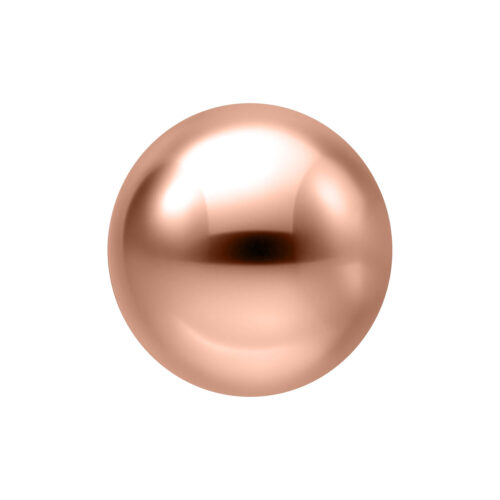 Ruusukultainen 2,5 mm pallo valkoisella taustalla