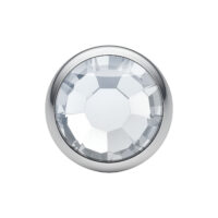Hopeinen Disc -lisäosa 4,0 mm kirkkaalla kivellä valkoisella taustalla