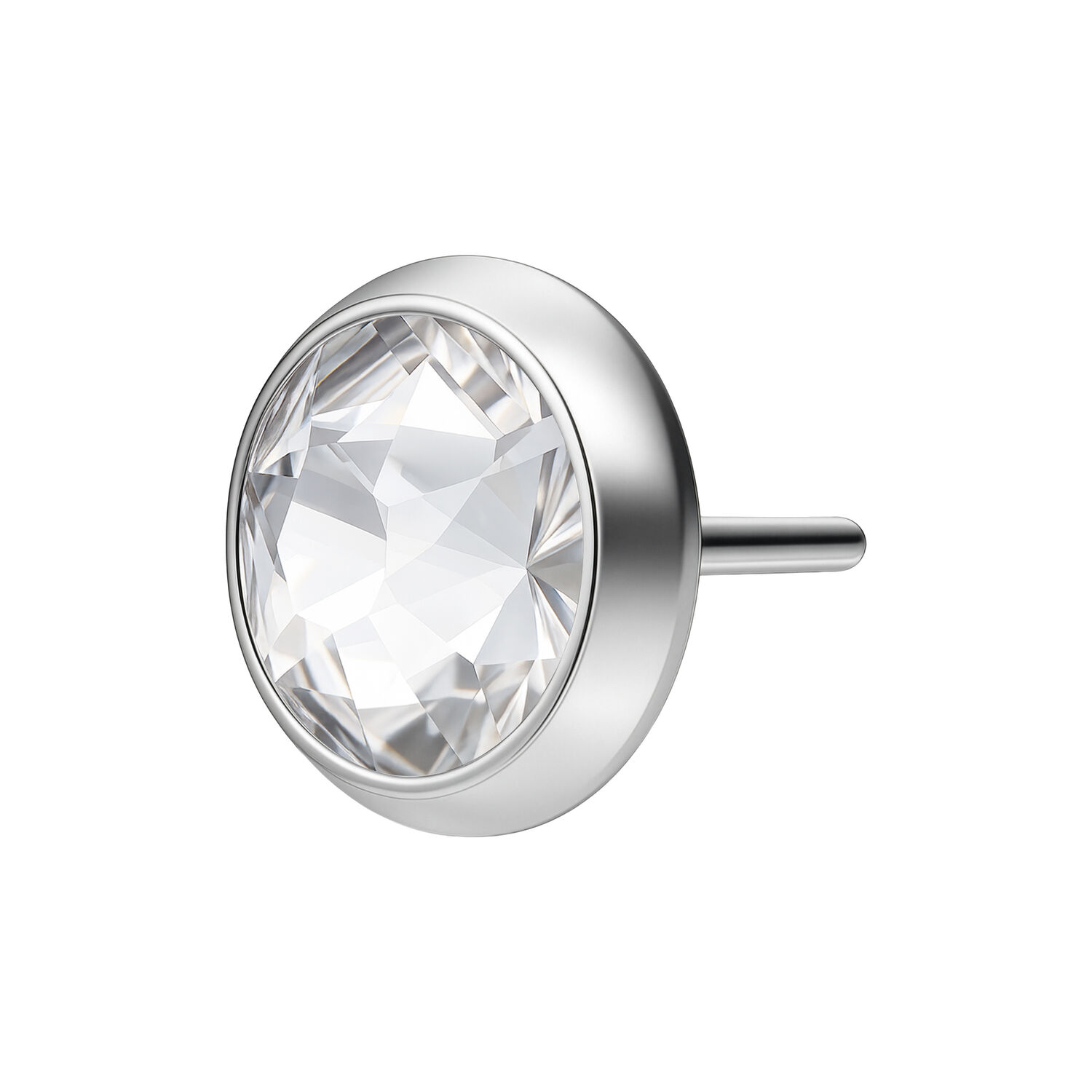 Hopeinen kiinnike Triple Piercingiin, koko 4,0 mm, valkoisella taustalla