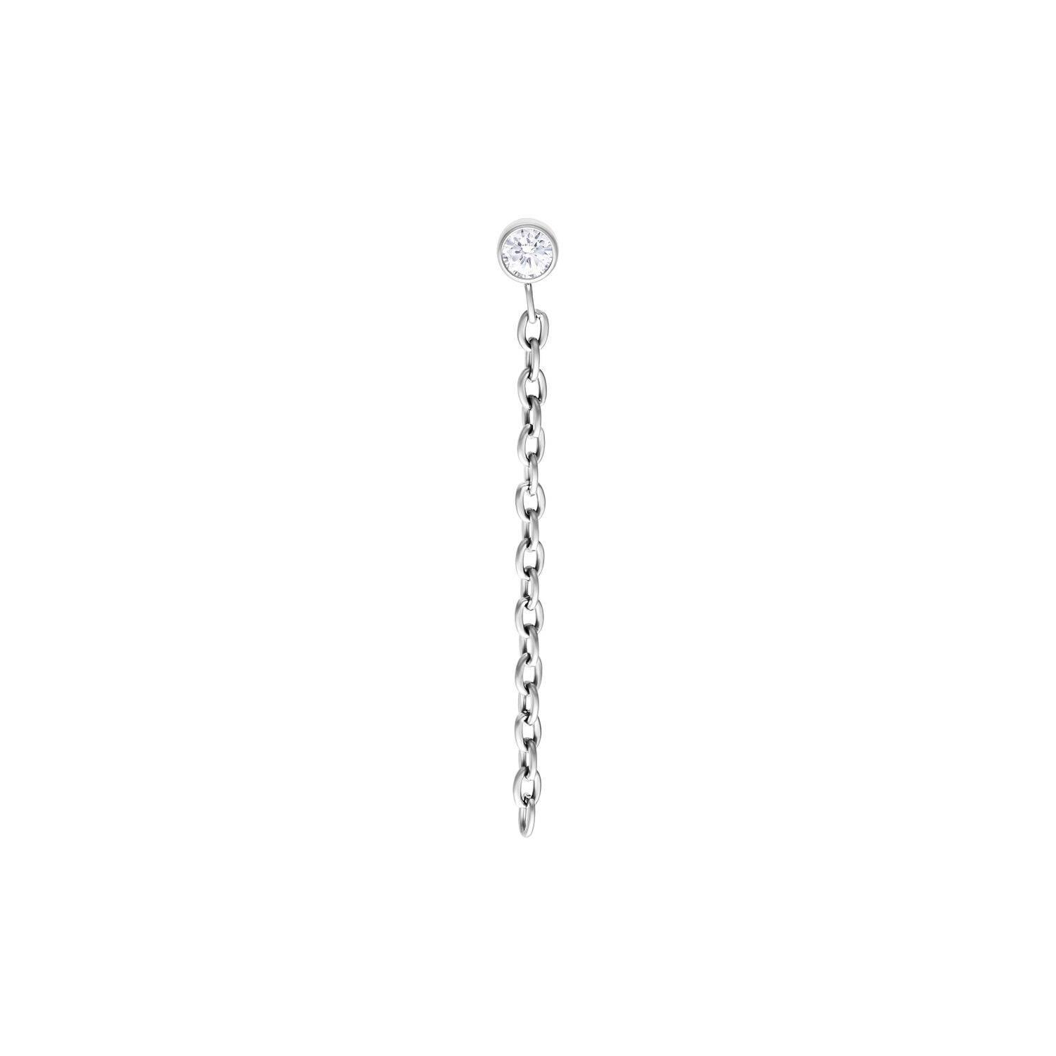 Hopeinen Push Fit Crystal Chain -lisäosa Hopeinen ketjulisaosa kirkkaalla kristallilla valkoisella taustalla