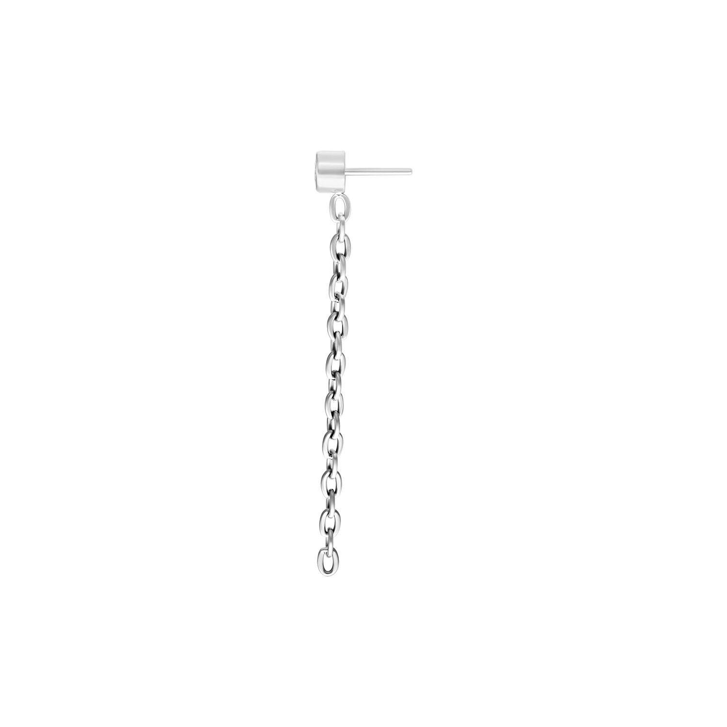 Hopeinen Push Fit Crystal Chain -lisäosa Hopeinen ketjulävistyslisäosa Push Fit -lävistykseen valkoisella taustalla