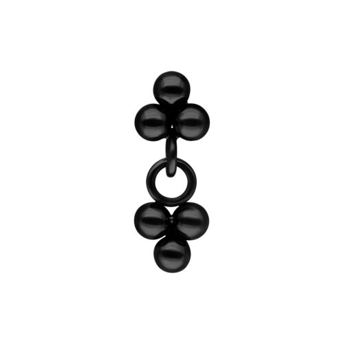 Musta Push Fit -riipus, jossa kolme pallomaista elementtiä valkoisella taustalla