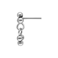 Hopeinen Trinity -lisäosa Push Fit -lävistykseen Hopeinen Push Fit -lisäosa, jossa kolme palloa valkoisella taustalla