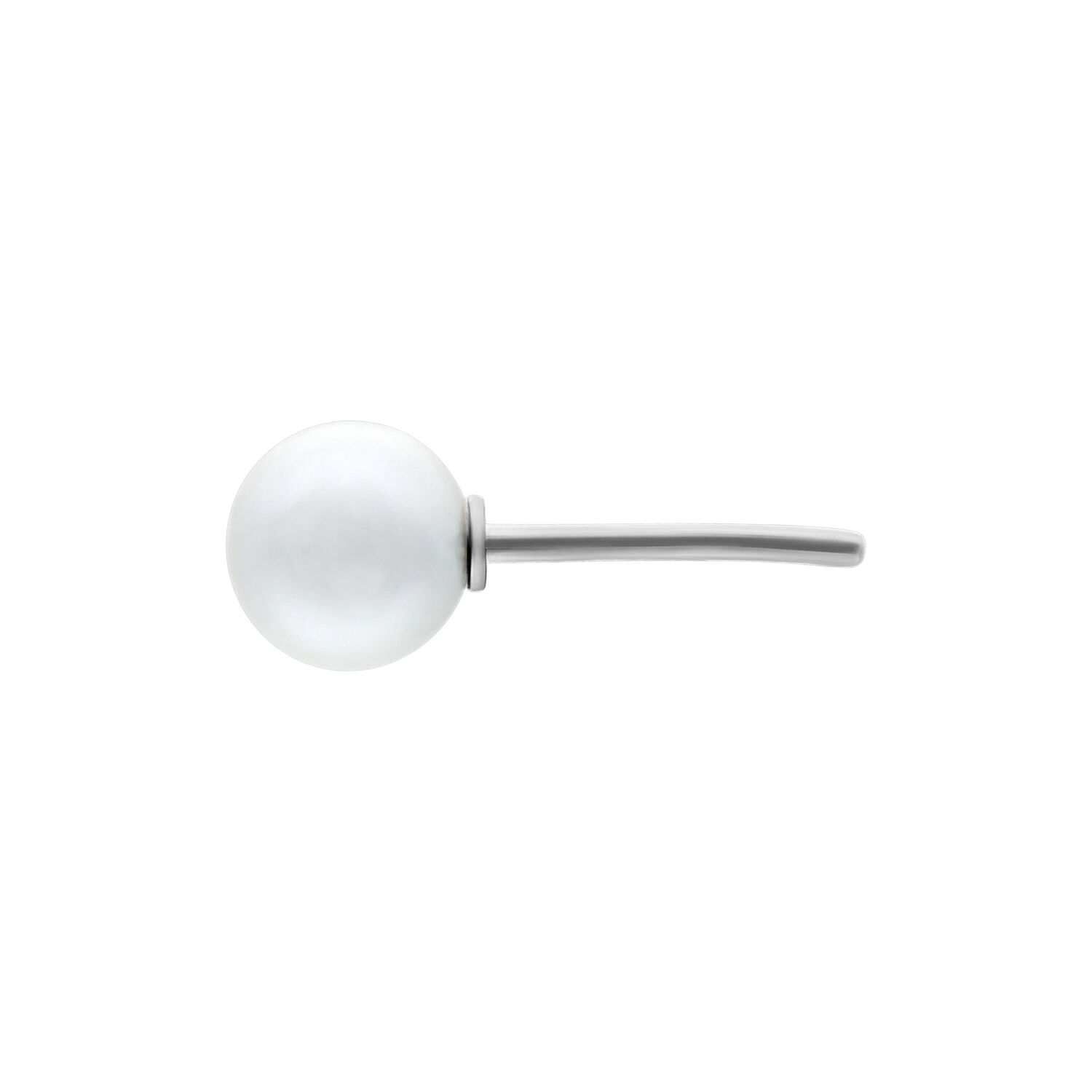 Hopeinen Push Fit Pearl -osa, jossa on kirkas kristallipallo valkoisella taustalla