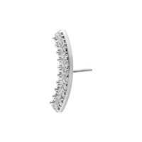 Hopeinen Push Fit Crystal Arch -lisäosa Hopeinen Crystal-lisäosa kirkkailla kristalleilla valkoisella taustalla