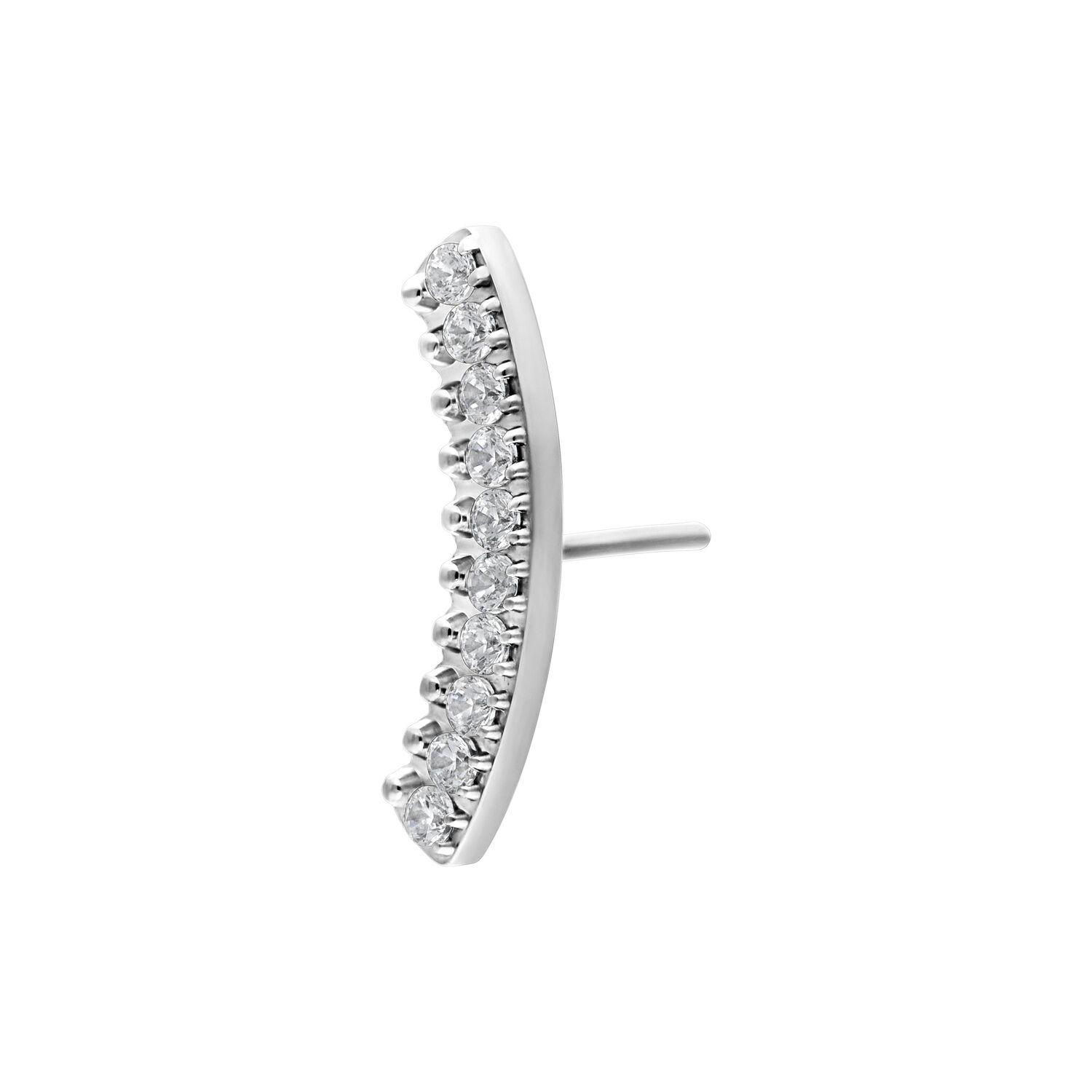 Hopeinen Push Fit Crystal Arch -lisäosa Hopeinen Crystal-lisäosa kirkkailla kristalleilla valkoisella taustalla
