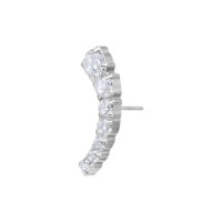 Hopeinen Push Fit Crystal Bow -lisäosa Hopeinen lisäosa kirkkailla kristalleilla valkoisella taustalla