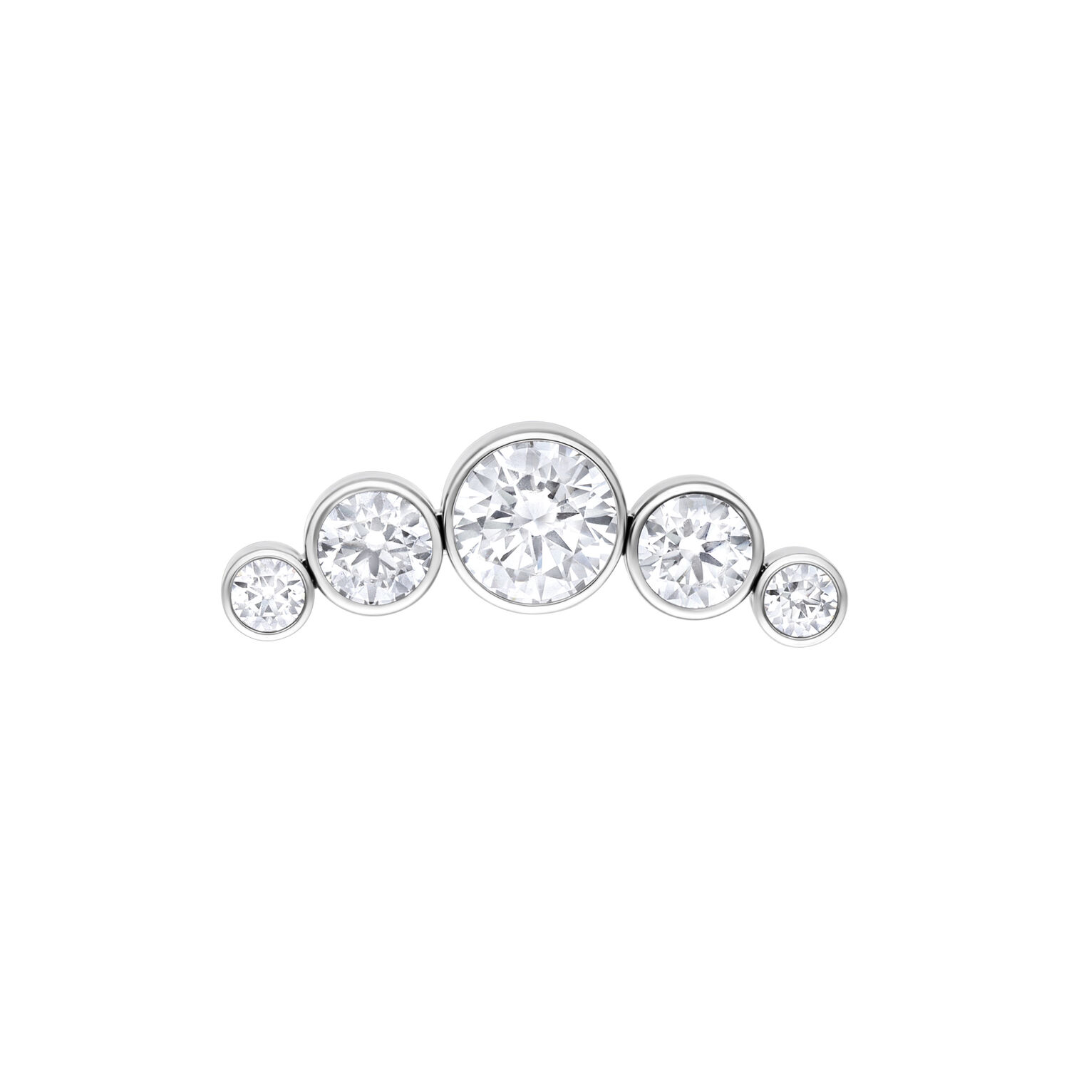 Hopeinen Push Fit 3 Crystal Bow -lisäosa Hopeinen kristallilisäosa, jossa viisi kirkasta kristallia valkoisella taustalla
