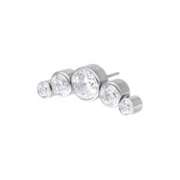 Hopeinen Push Fit 3 Crystal Bow -lisäosa Hopeinen lisäosa, jossa kolme kirkasta kristallia valkoisella taustalla