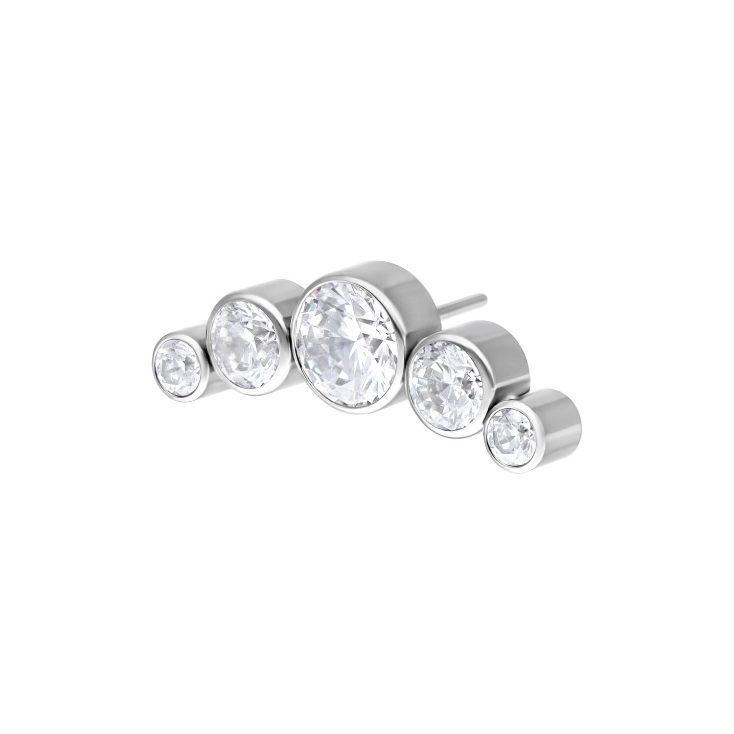 Hopeinen Push Fit 3 Crystal Bow -lisäosa Hopeinen lisäosa, jossa kolme kirkasta kristallia valkoisella taustalla