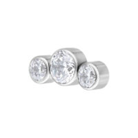 Hopeanvärinen Push Fit 5 Crystal Bow -lisäosa Hopeanvärinen metallilisäosa, jossa viisi kirkasta kristallia valkoisella taustalla