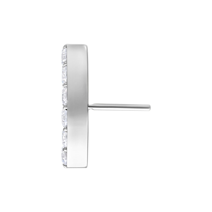 Hopeinen Push Fit 6 Crystal Bow -lisäosa kirkkailla kristalleilla, sivukuva