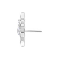 Hopeinen Crystal Spider -lisäosa Push Fit -koruihin Hopeanvärinen Push Fit -lisäosa hämähäkin muodossa, jossa kirkas kristalli valkoisella taustalla