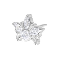 Hopeinen Push Fit Tiara -lisäosa kristalleilla Hopeinen tiara-lisäosa kirkkailla kristalleilla valkoisella taustalla