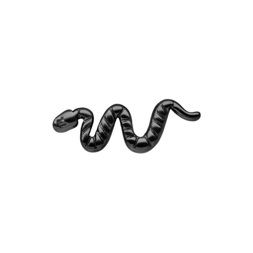 Musta metallinen Snake-lisäosa kaarevassa muodossa valkoisella taustalla