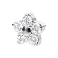 Push Fit Multi Jewelled Kukkakoriste Hopea Hopeinen kukkakoriste kirkkailla kristalleilla valkoisella taustalla