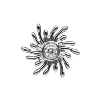 Push Fit Sunburst -lisäosa hopeaa ja kristallia Hopeinen Sunburst-lisäosa kirkkaalla kristallilla valkoisella taustalla