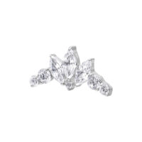 Kristallinkirkas tiara-jousikoriste titaanista Hopeinen tiara-jousikoriste titaanista kirkkailla kristalleilla valkoisella taustalla