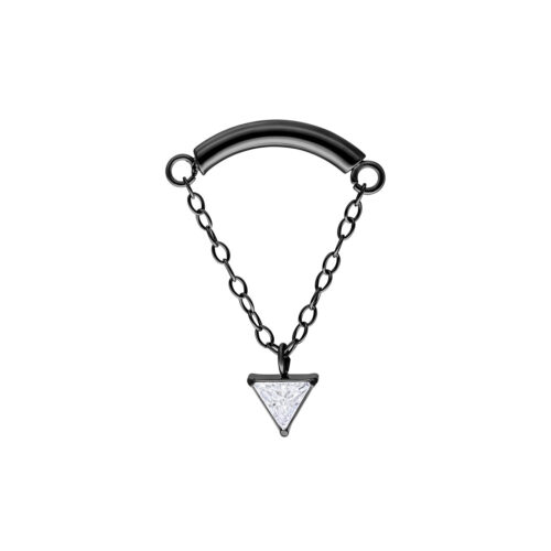 Musta Triangle Helix -lisäosa kristallilla ketjussa valkoisella taustalla