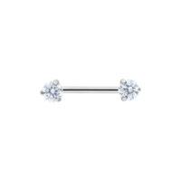 Hopeinen Candy Barbell kirkkailla kristalleilla valkoisella taustalla