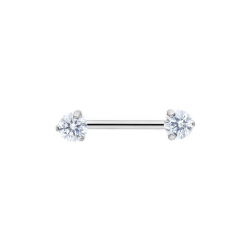 Hopeinen Candy Barbell kirkkailla kristalleilla valkoisella taustalla