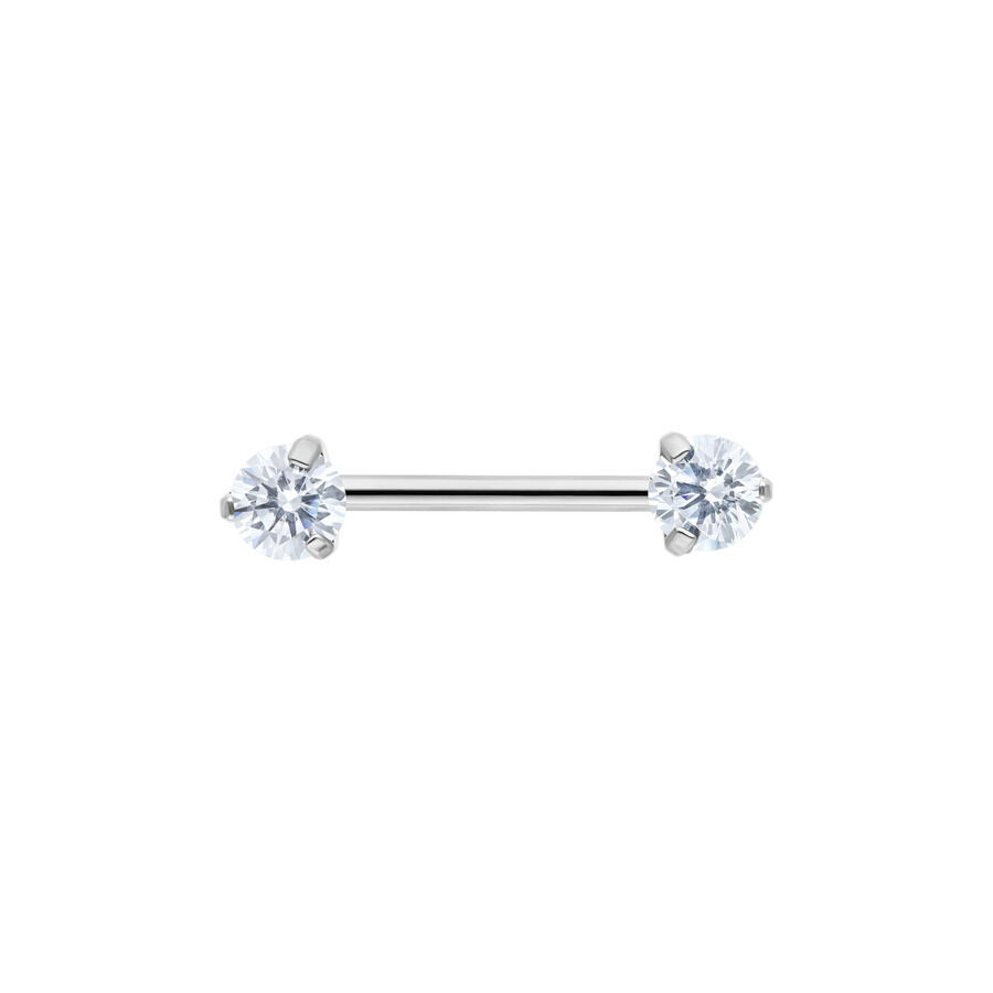 Hopeinen Candy Barbell kirkkailla kristalleilla valkoisella taustalla
