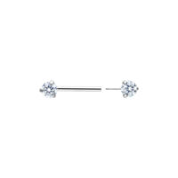 Hopeinen Candy Barbell, titaani, 12 mm pituus, kirkas kristalli