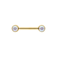 Muse Barbell Aurora Boreale Kulta 12mm Kultainen nännikoru Aurora Boreale -kristalleilla valkoisella taustalla