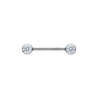Muse Barbell Hopea 14mm Kristallinkirkkailla Kivillä Hopeanvärinen Muse Barbell kristallinkirkkailla kivillä, 14mm pituus valkoisella taustalla