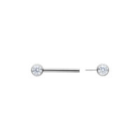 Muse Barbell - Valkoinen, 14,0 mm, Hopea Hopeinen barbell kirkkaalla kristallilla, pituus 14 mm, valkoisella taustalla
