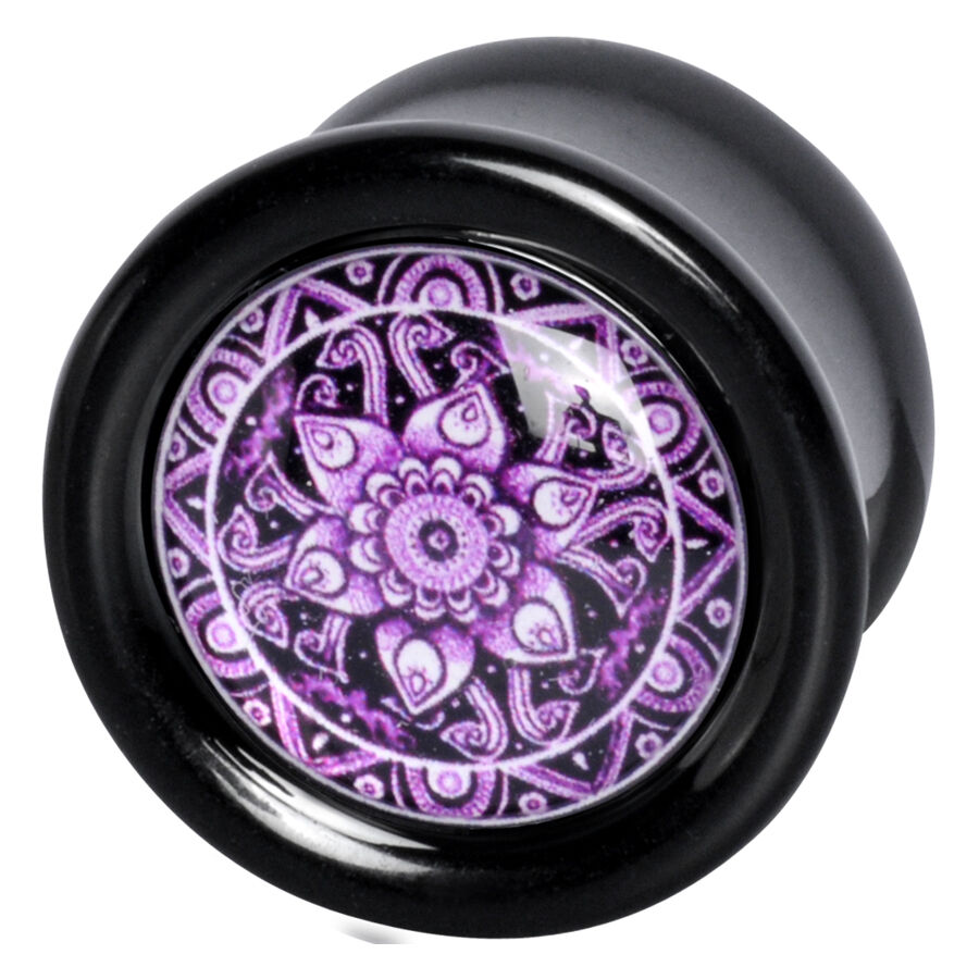Dreamer Plug violetilla mandalakuviolla Musta Dreamer Plug violetilla mandalakuviolla valkoisella taustalla