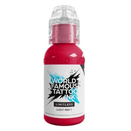 World Famous Inkin punainen tatuointiväri 30ml pullossa valkoisella taustalla