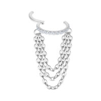 Hopeinen Triple Chain Clicker kristalleilla valkoisella taustalla