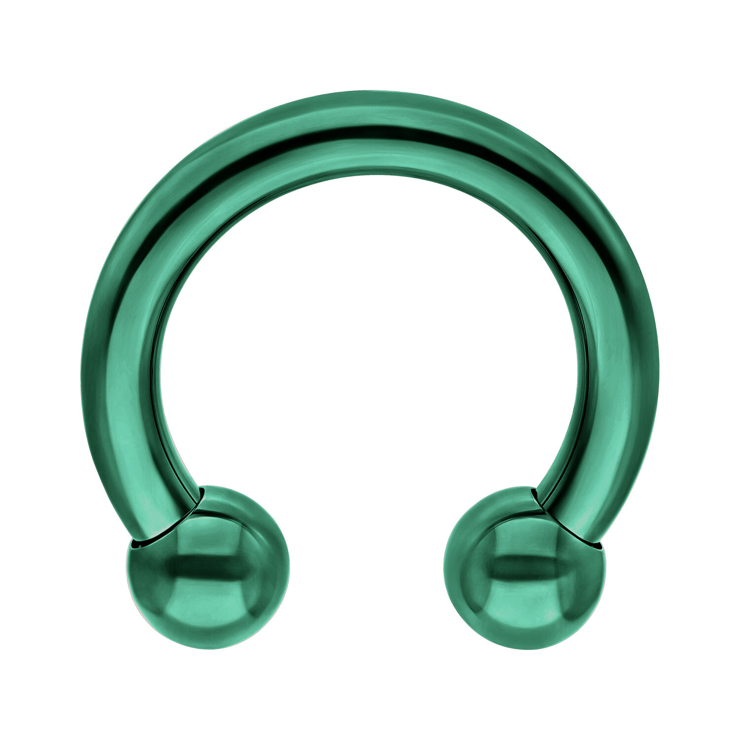 Tummanvihreä titaaninen Circular Barbell Tummanvihreä titaaninen Circular Barbell kiiltävällä pinnalla valkoisella taustalla