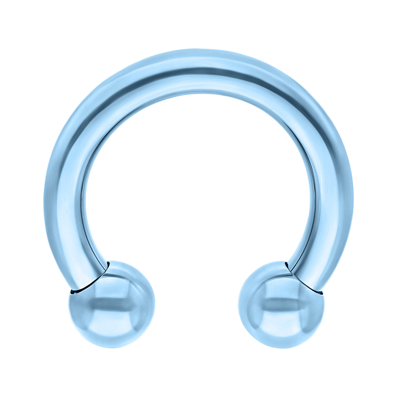 Vaaleansininen titaaninen circular barbell -lävistys Vaaleansininen circular barbell titaanista valkoisella taustalla