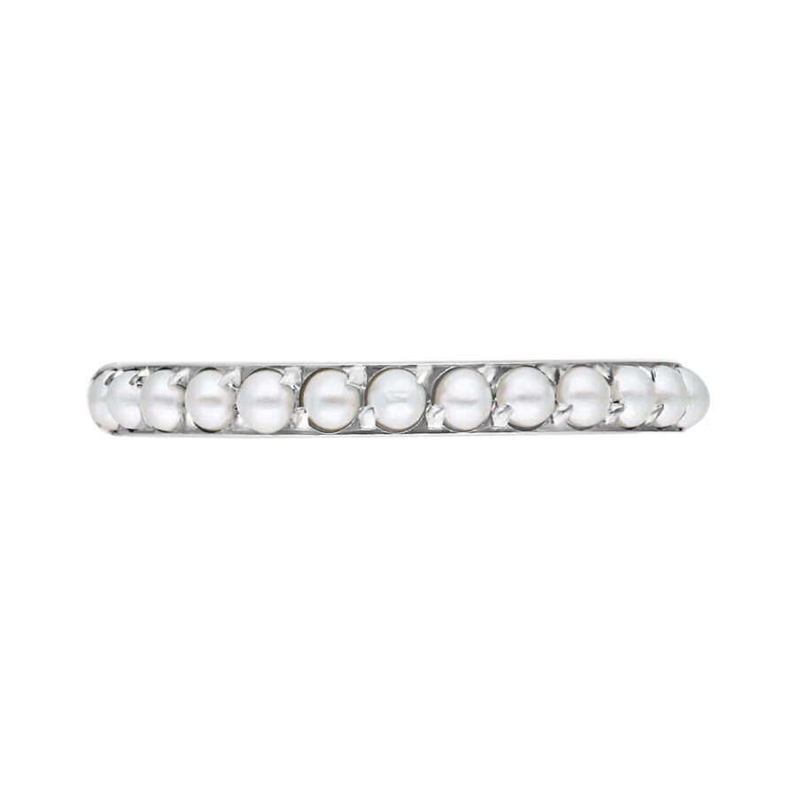 Hopeinen Pearl Clicker -lävistys 6,0 mm sisähalkaisijalla valkoisella taustalla