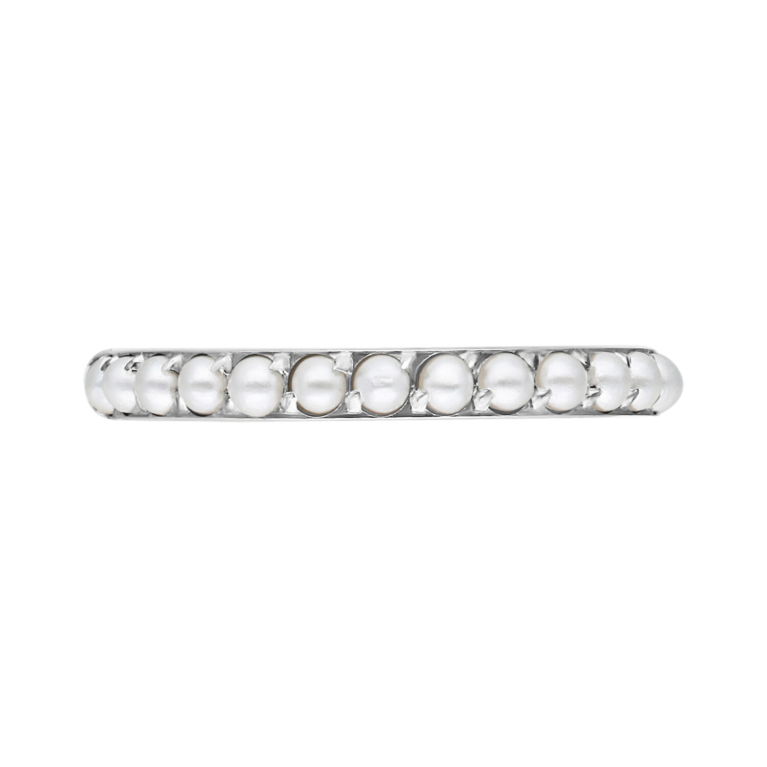 Hopeinen Pearl Clicker -lävistys 6,0 mm sisähalkaisijalla valkoisella taustalla