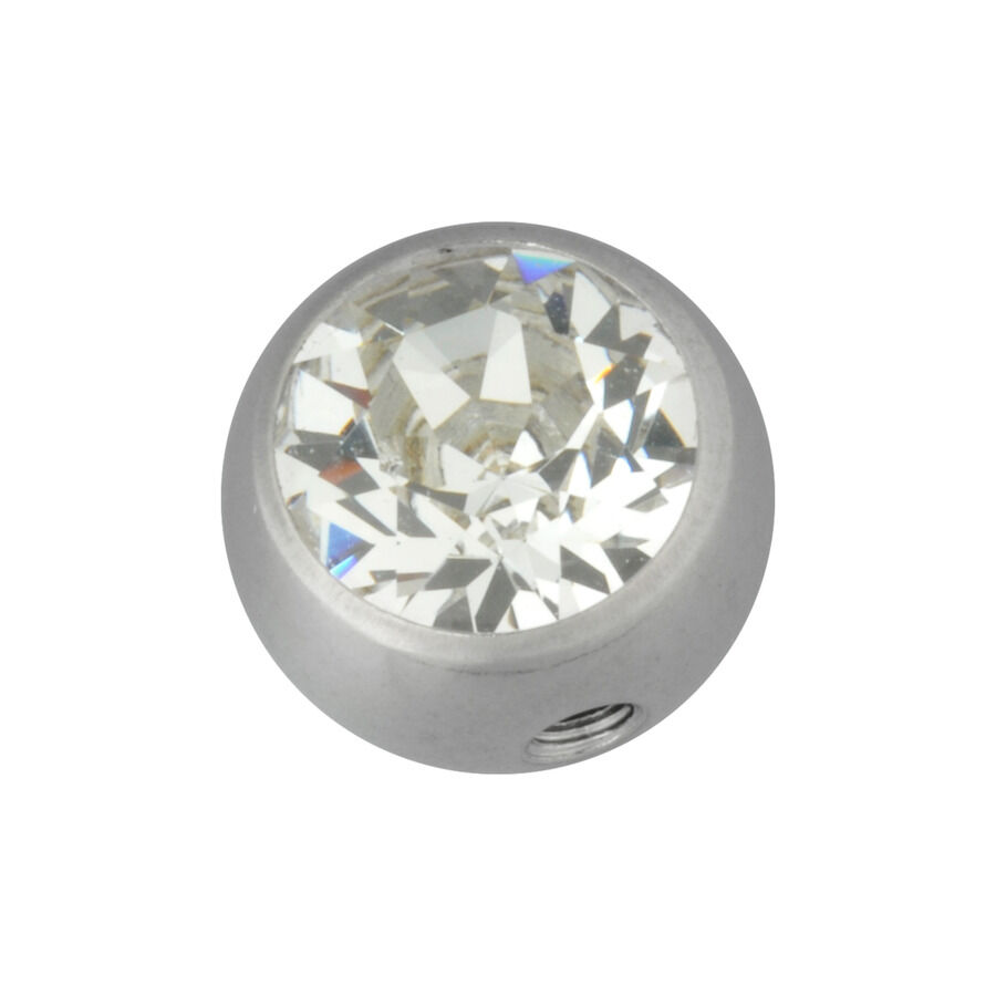 Kristallinkirkas lävistyskoru, 8 mm Hopeinen lävistyskoru kirkkaalla kristallilla, 8 mm pallo