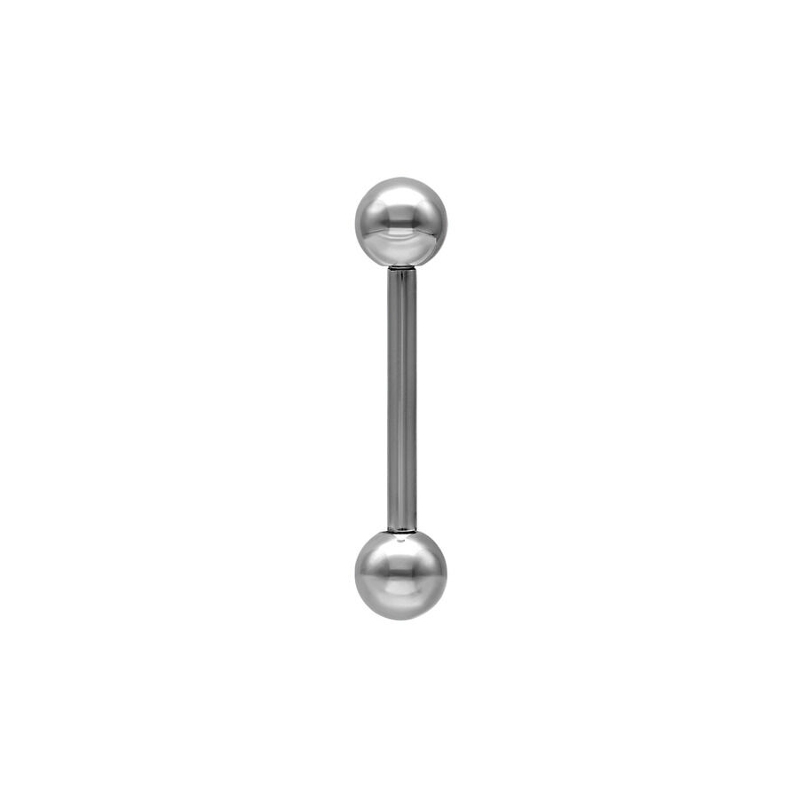 Titaani barbell-lävistys hopea 1,2mm Hopeinen titaani barbell ulkokierteellä valkoisella taustalla