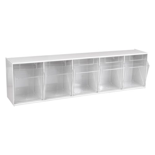 Valkoinen ST S5 Stala Set viidellä läpinäkyvällä lokerolla valkoisella taustalla