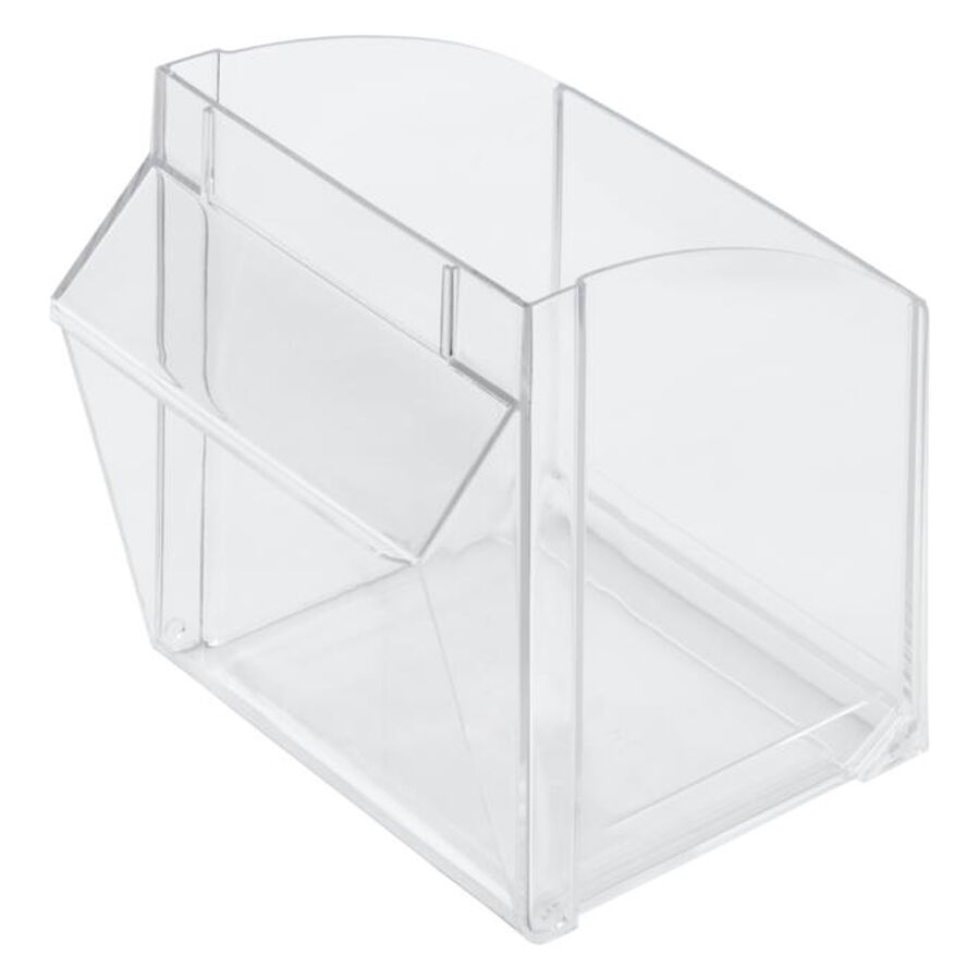 Läpinäkyvä Staladisplay 177x147/161mm Läpinäkyvä Staladisplay muovista, pyöristetyt reunat valkoisella taustalla